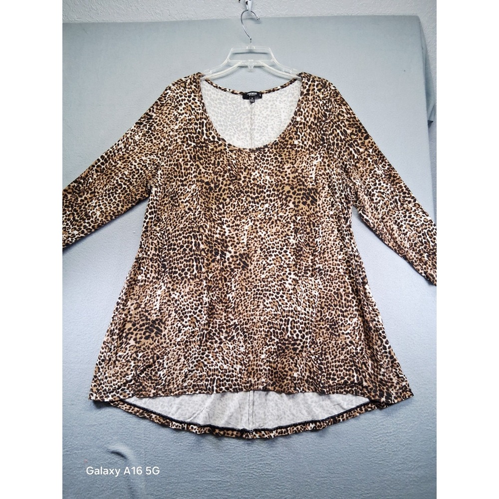 Premise Studio Women Cheetah Quater Sleeve‎ Blouse Size 1X